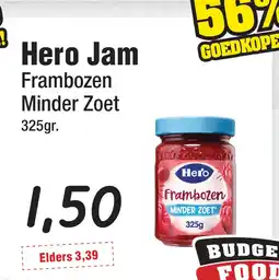 Budget Food Hero Jam Frambozen minder zoet aanbieding