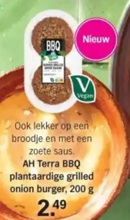 Albert Heijn AH Terra BBQ plantaardige grilled onion burger aanbieding