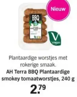 Albert Heijn AH Terra BBQ Plantaardige smokey tomaatworstjes aanbieding