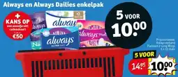 Kruidvat Always en Always Dailies enkelpak aanbieding