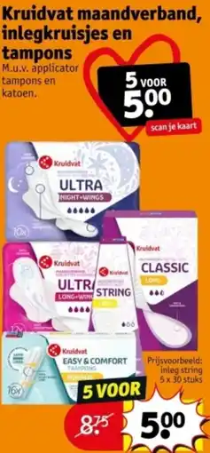 Kruidvat Kruidvat maandverband, inlegkruisjes en tampons aanbieding