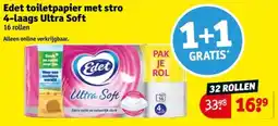 Kruidvat Edet Toiletpapier met stro 4 laags Ultra Soft aanbieding