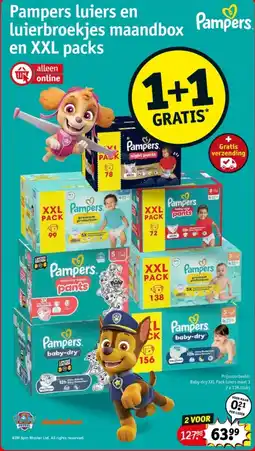 Kruidvat Pampers Luiers en Luierbroekjes Maandbox en XXL Packs aanbieding