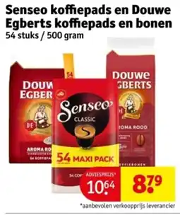 Kruidvat Senseo koffiepads en Douwe Egberts koffiepads en bonen aanbieding