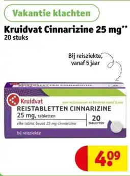 Kruidvat Kruidvat Cinnarizine 25 mg aanbieding