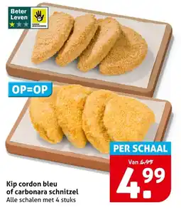 Hoogvliet Kip cordon bleu of carbonara schnitzel aanbieding