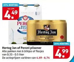 Hoogvliet Hertog Jan of Peroni pilsener aanbieding