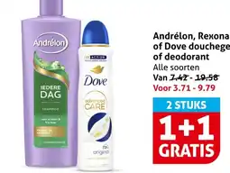 Hoogvliet Andrélon, Rexona of Dove douchegel of deodorant aanbieding