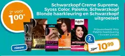 Trekpleister Schwarzkopf Creme Supreme, Syoss Color, Palette, Schwarzkopf Blonde haarkleuring en Schwarzkopf uitgroeiset aanbieding