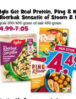 Boon`s Markt Iglo Get Real Protein, Ping & Klaar. Roerbak Sensatie of Stoom & Klaar aanbieding