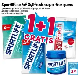 Boon`s Markt Sportlife en/of Xylifresh sugar free gums aanbieding