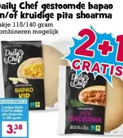 Boon`s Markt Daily Chef gestoomde bapao en/of kruidige pita shoarma aanbieding