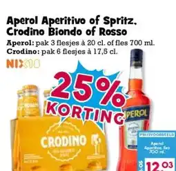Boon`s Markt Aperol Aperitivo of Spritz. Crodino Biondo of Rosso aanbieding