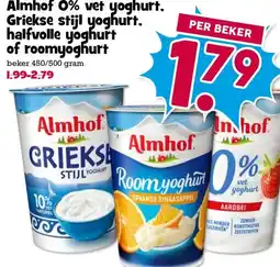 Boon`s Markt Almhof 0% vet yoghurt. Griekse stijl yoghurt, halfvolle yoghurt of roomyoghurt aanbieding