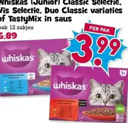 Boon`s Markt Whiskas (Junior) Classic Selectie. Vis Selectie. Duo Classic variaties of TastyMix in saus aanbieding
