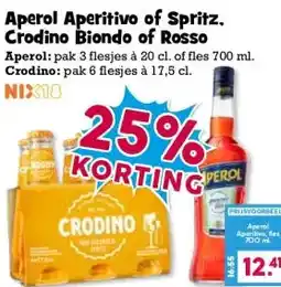 Boon`s Markt Aperol Aperitivo of Spritz. Crodino Biondo of Rosso aanbieding
