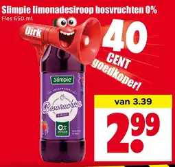 Dirk Slimpie limonadesiroop bosvruchten 0% aanbieding