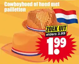 Dirk Cowboyhoed of hoed met pailletten aanbieding