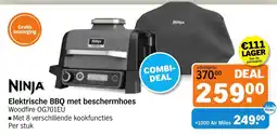 Albert Heijn NINJA Elektrische BBQ met beschermhoes Woodfire OG701EU aanbieding
