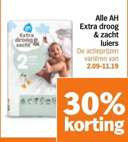 Albert Heijn Alle AH Extra droog & zacht luiers aanbieding