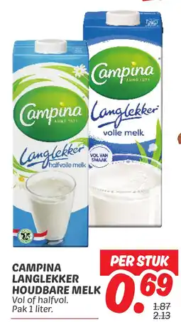 Dekamarkt Campina langlekker houdbare melk aanbieding
