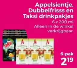 Trekpleister Appelsientje, Dubbelfrisss en Taksi Drinkpakjes aanbieding