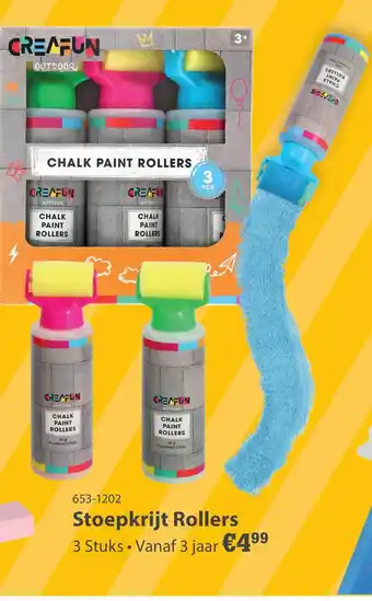 Stoepkrijt rollers 3 stuks Creafun oudoor