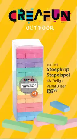 Toys2Play Stoepkrijt stapelspel Creafun outdoor 48 delig 8 kleuren aanbieding
