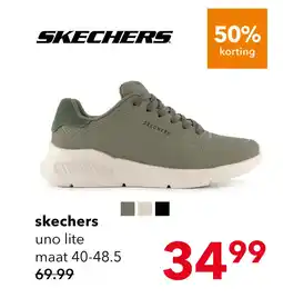 Scapino Skechers Uno Lite heren sneakers groen aanbieding