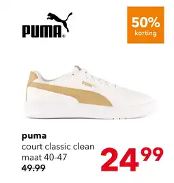 Scapino Puma Court Classic Clean heren sneakers wit aanbieding