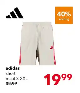 Scapino Adidas M 3S FT heren sportshort beige rood aanbieding