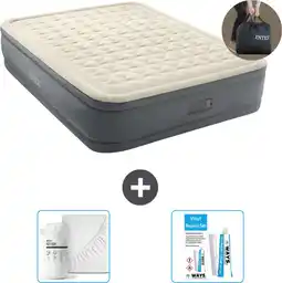 Bol.com Intex Luchtbed - 2-Persoons - 152 x 203 x 46 cm - Grijs - Inclusief pomp - Hoeslaken en Reparatieset aanbieding