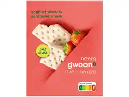 Hoogvliet G'woon Yoghurt fruitbiscuit aardbei aanbieding