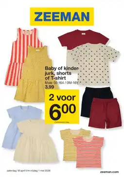 Zeeman Baby of kinder jurk, shorts of T-shirt aanbieding