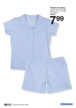Zeeman Kinder shortama aanbieding