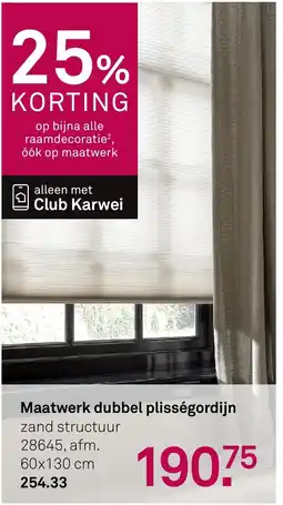 Karwei Maatwerk dubbel plisségordijn aanbieding