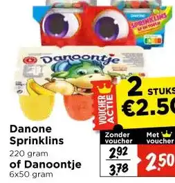 Vomar Voordeelmarkt Danone Sprinklins , of Danoontje aanbieding