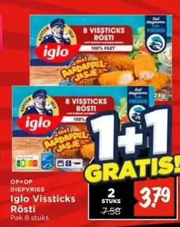 Vomar Voordeelmarkt DIEPVRIES Iglo Vissticks Rösti aanbieding