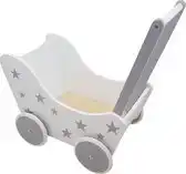Bol.com Playwood - Houten Poppenwagen wit zilver met sterren aanbieding