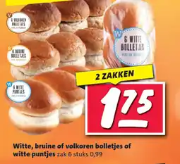 Nettorama Witte, bruine of volkoren bolletjes of witte puntjes aanbieding
