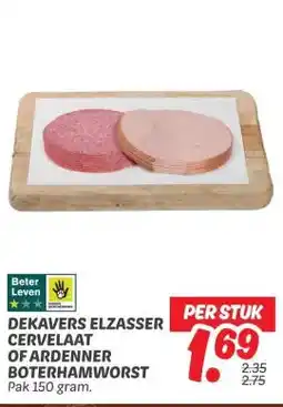 Dekamarkt DEKAVERS ELZASSER CERVELAAT OF ARDENNER BOTERHAMWORST aanbieding