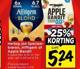 Vomar Voordeelmarkt Hertog Jan Speciaal- bieren, Affligem of Apple Bandit aanbieding