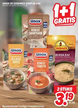 Dekamarkt UNOX OF CONIMEX SOEP IN ZAK aanbieding