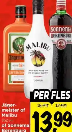 Vomar Voordeelmarkt Jäger- meister of Malibu , of Sonnema Berenburg aanbieding