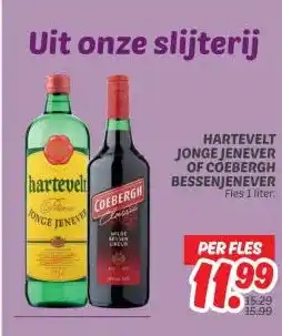 Dekamarkt HARTEVELT JONGE JENEVER OF COEBERGH BESSENJENEVER aanbieding