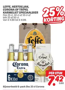Dekamarkt LEFFE, HERTOG JAN, CORONA OF TRIPEL KARMELIET SPECIAALBIER aanbieding