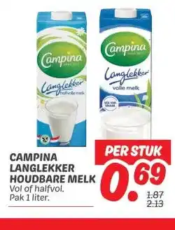 Dekamarkt CAMPINA LANGLEKKER HOUDBARE MELK aanbieding
