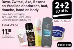 Etos Dove, Zwitsal, Axe, Rexona en Vaseline deodorant, bad, douche, hand en body aanbieding