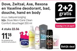 Etos Dove, Zwitsal, Axe, Rexona en Vaseline deodorant, bad, douche, hand en body aanbieding