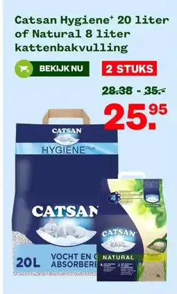 Welkoop Catsan Hygiene 20 liter of Natural 8 liter kattenbakvulling aanbieding